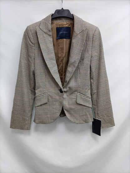 ZARA.Blazer pata gallo tonos tierra T.xs