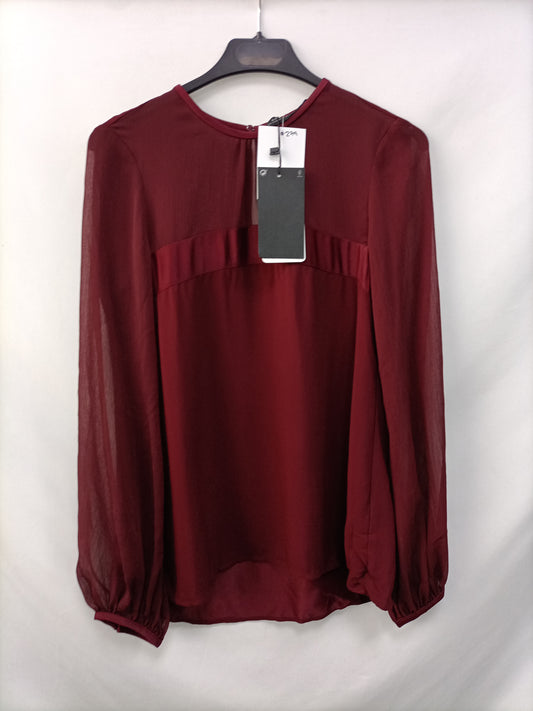 ZAR.Blusa vino doble textura T.xs