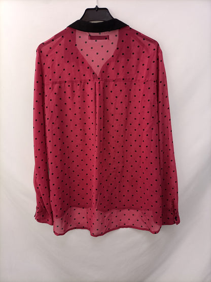 BERSHKA. Blusa rosa lunares negros T. l