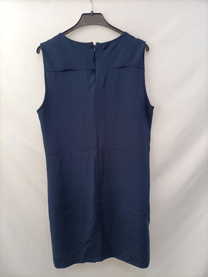 MASSIMO DUTTI.Vestido azul marino T.44