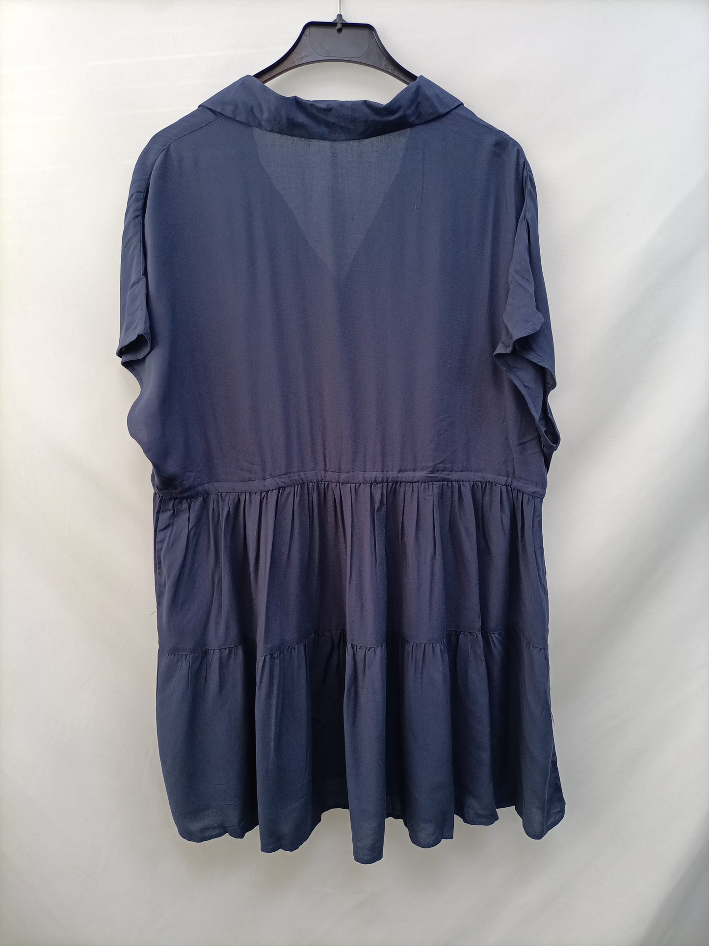 LEFTIES.Vestido azul fluido volantes T.M