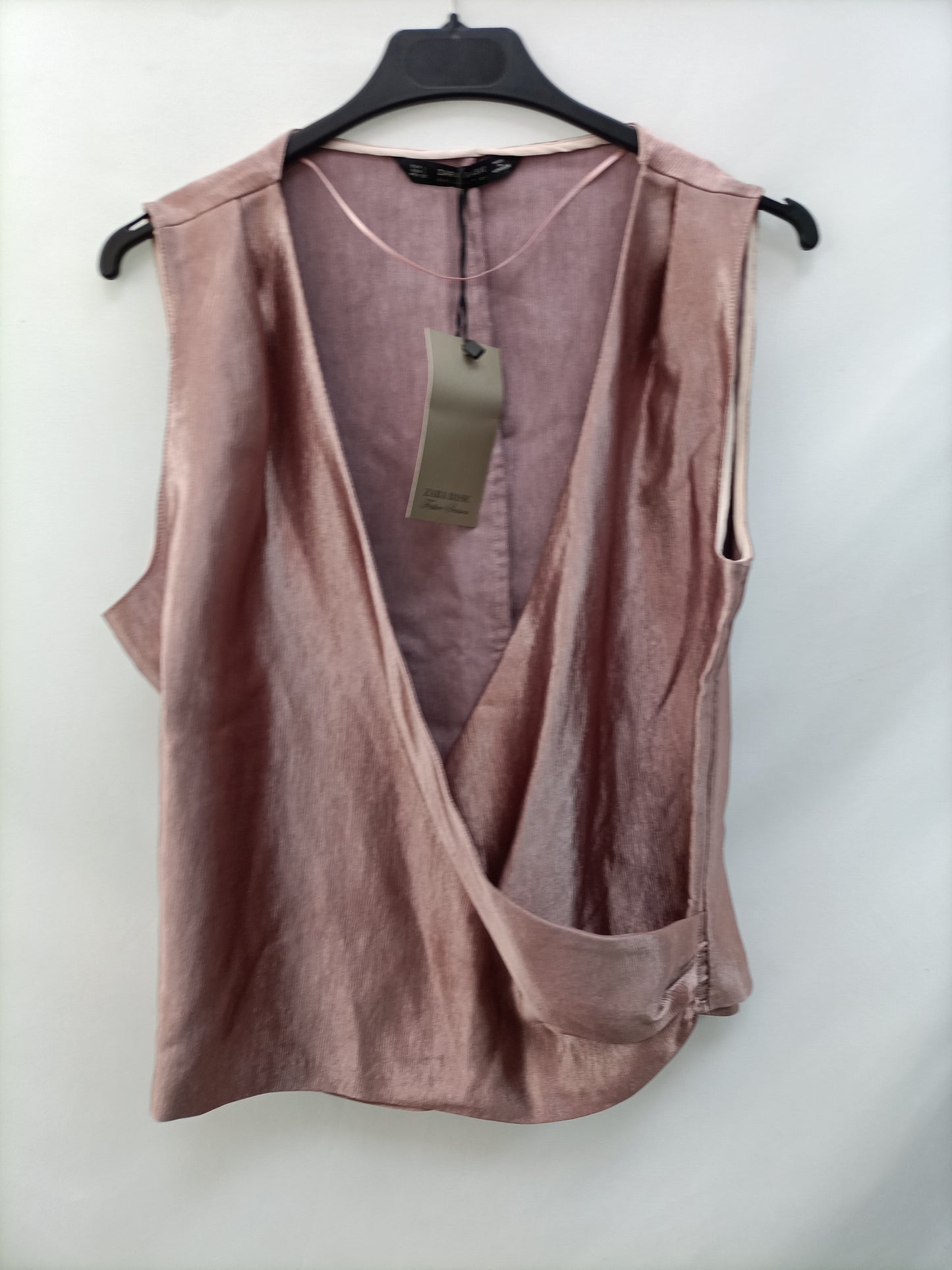 ZARA.Top rosa brillo T.S