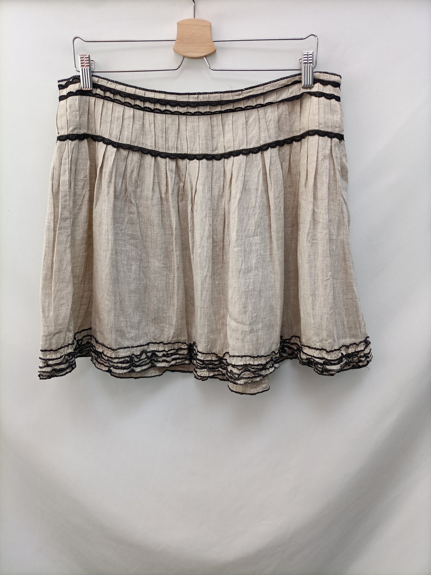 MANGO.Falda lino beige T.42