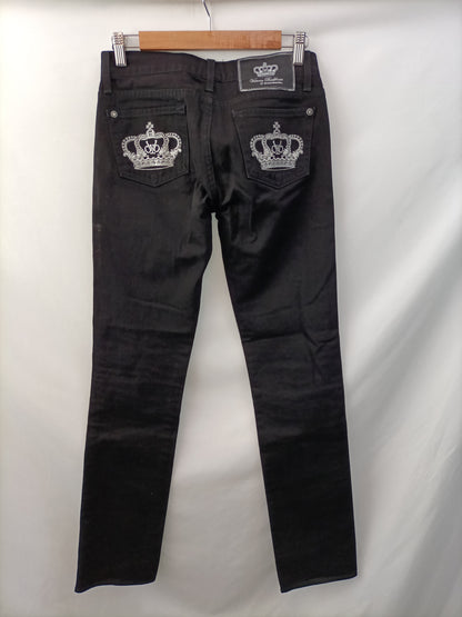 VICTORIA BECKHAM.Pantalones denim negro T.36