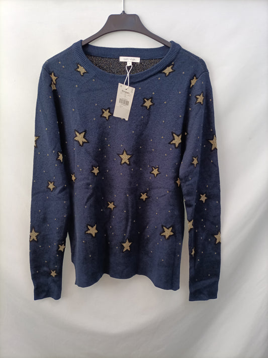 EASY WEAR. Jersey azul estampado estrellas T.s