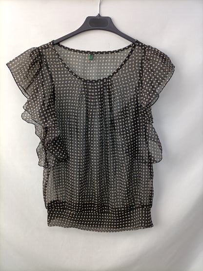 BENETTON.Blusa semitransparente tu (s)