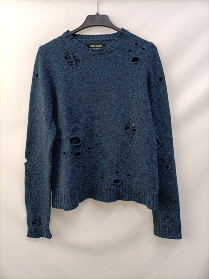 ZADIG&VOLTAIRE. Jersey azul rotos T.S