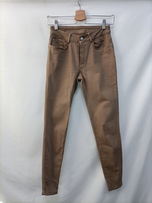 ZARA.Pantalones vaqueros marrones T.XS