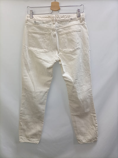 ZARA. Pantalón beige rotos T.34