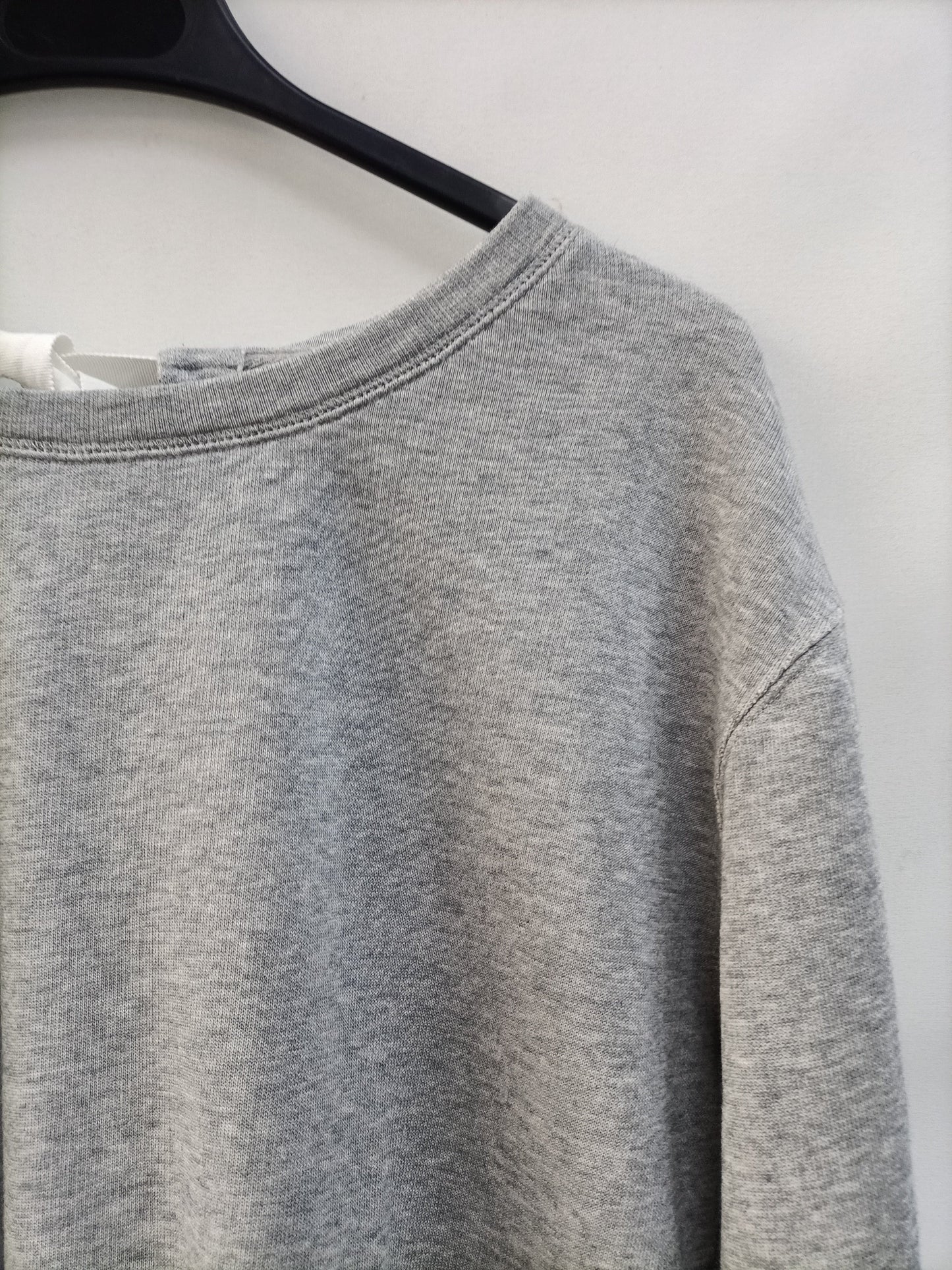 CLAUDIE PIERLOT.Jersey gris encaje blanco T.1(S)