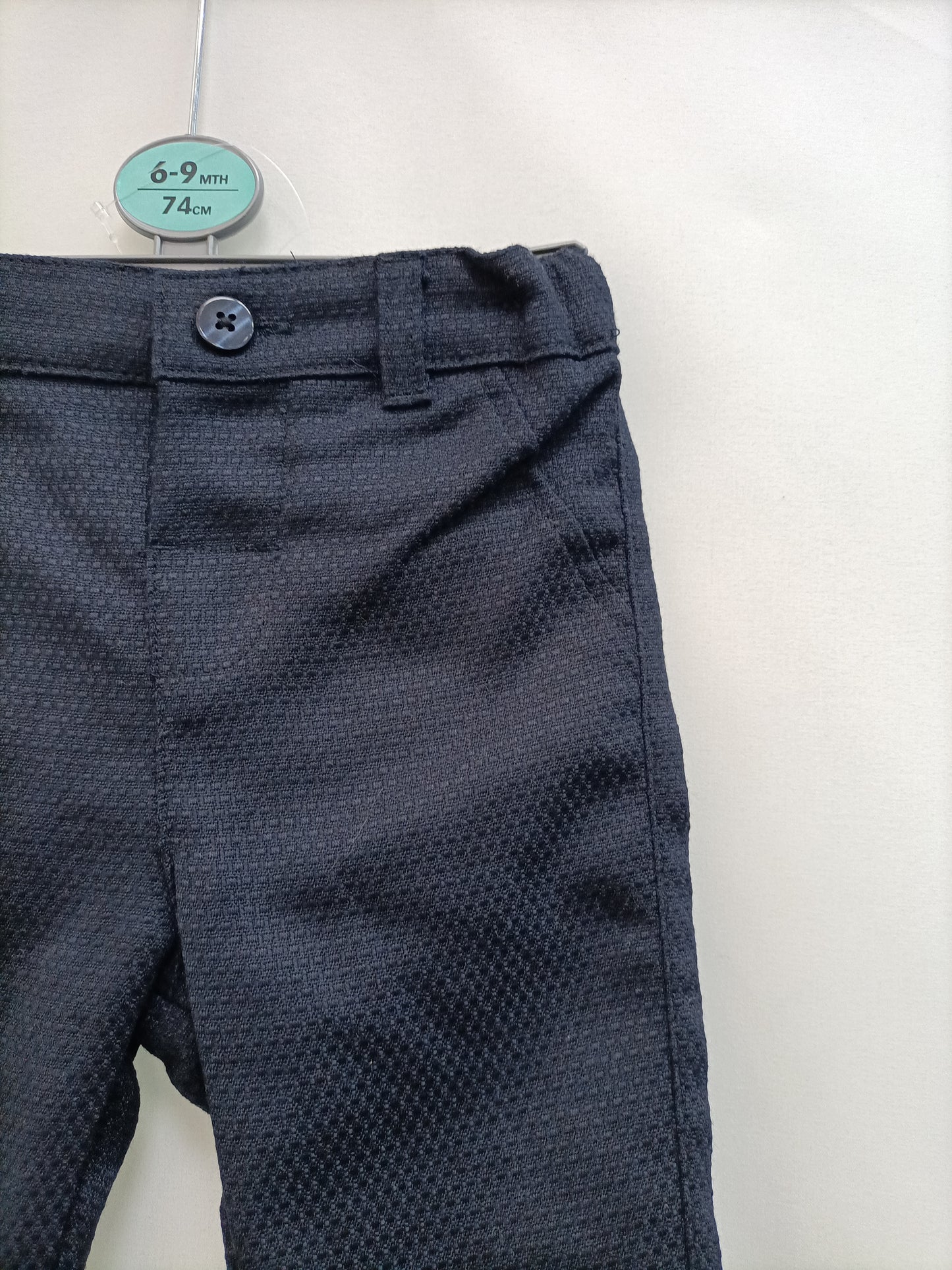 PRIMARK. Pantalón azul textura T.6-9 meses