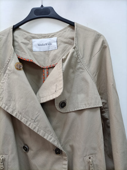 BIMBA Y LOLA. Gabardina cruzada beige T.l