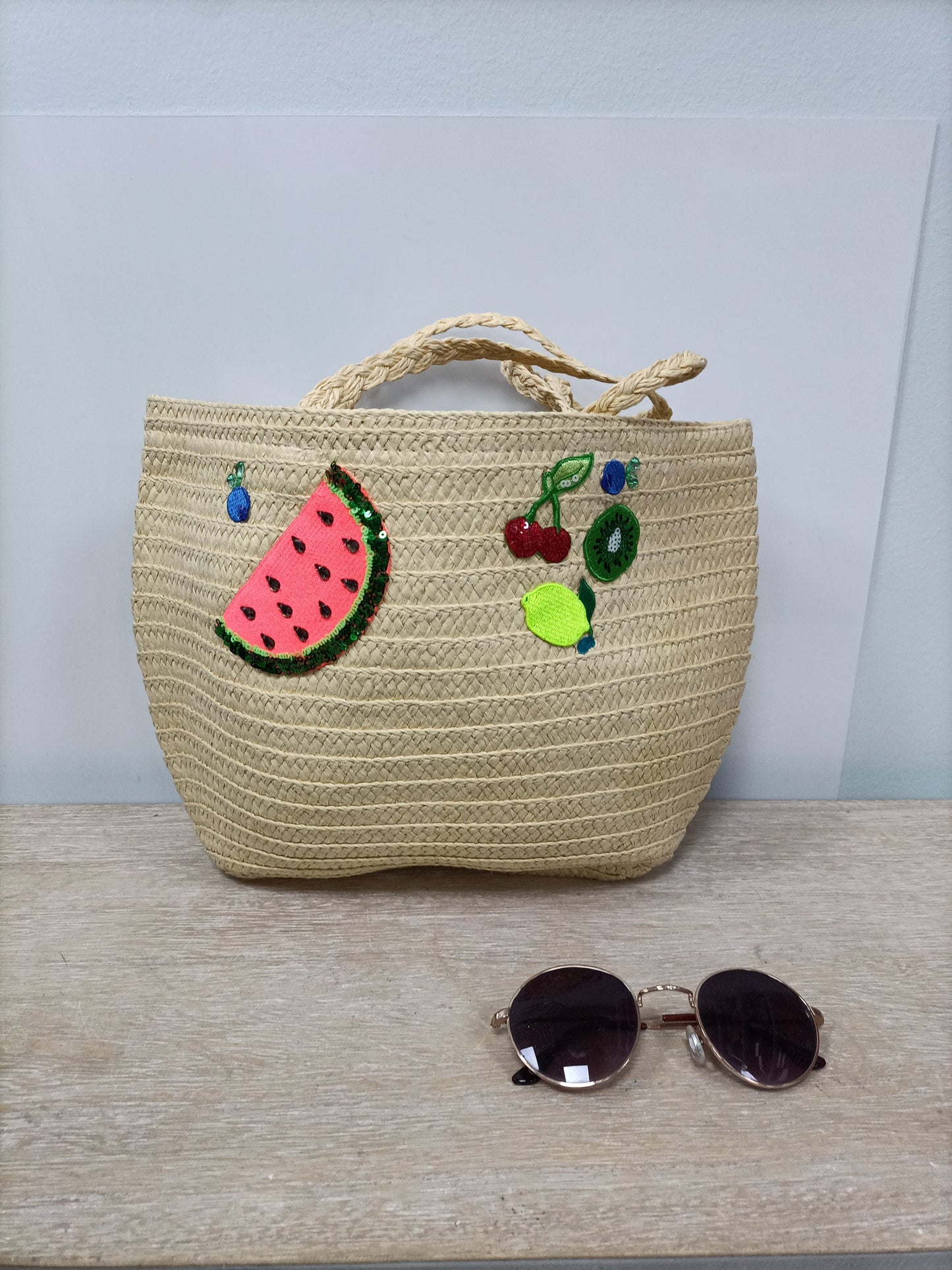 CREWCUTS.Bolso rafia frutas