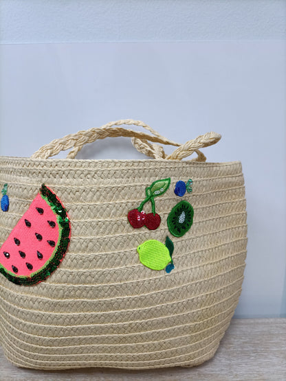 CREWCUTS.Bolso rafia frutas