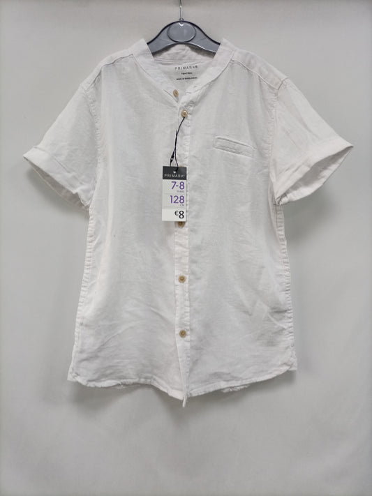 PRIMARK. Camisa lino blanca T.7-8 años