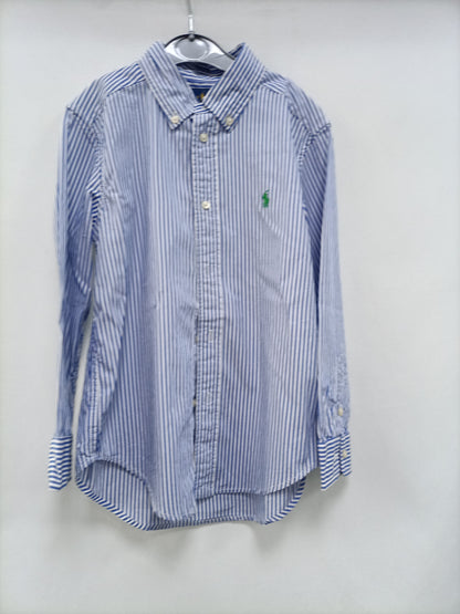 RALPH LAUREN. Camisa rayas azul T.5 años