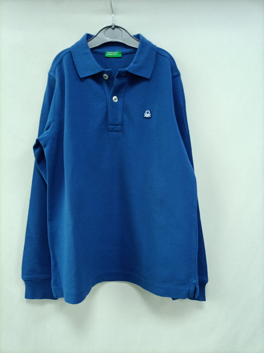 BENETTON. Polo azul T.7-8 años