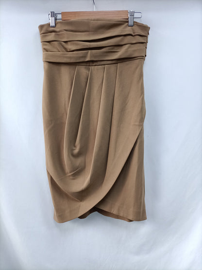 HOSS INTROPIA. Vestido beige palabra de honor T38