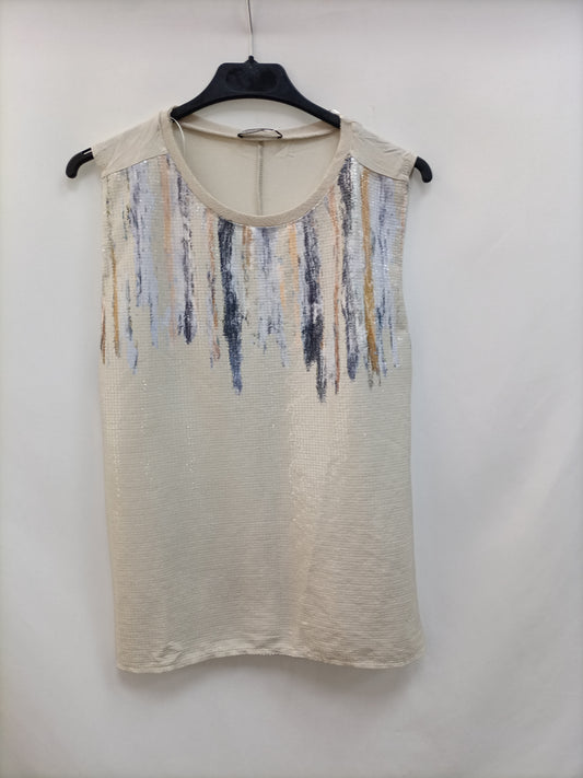 ZARA. Camiseta doble textura T.s