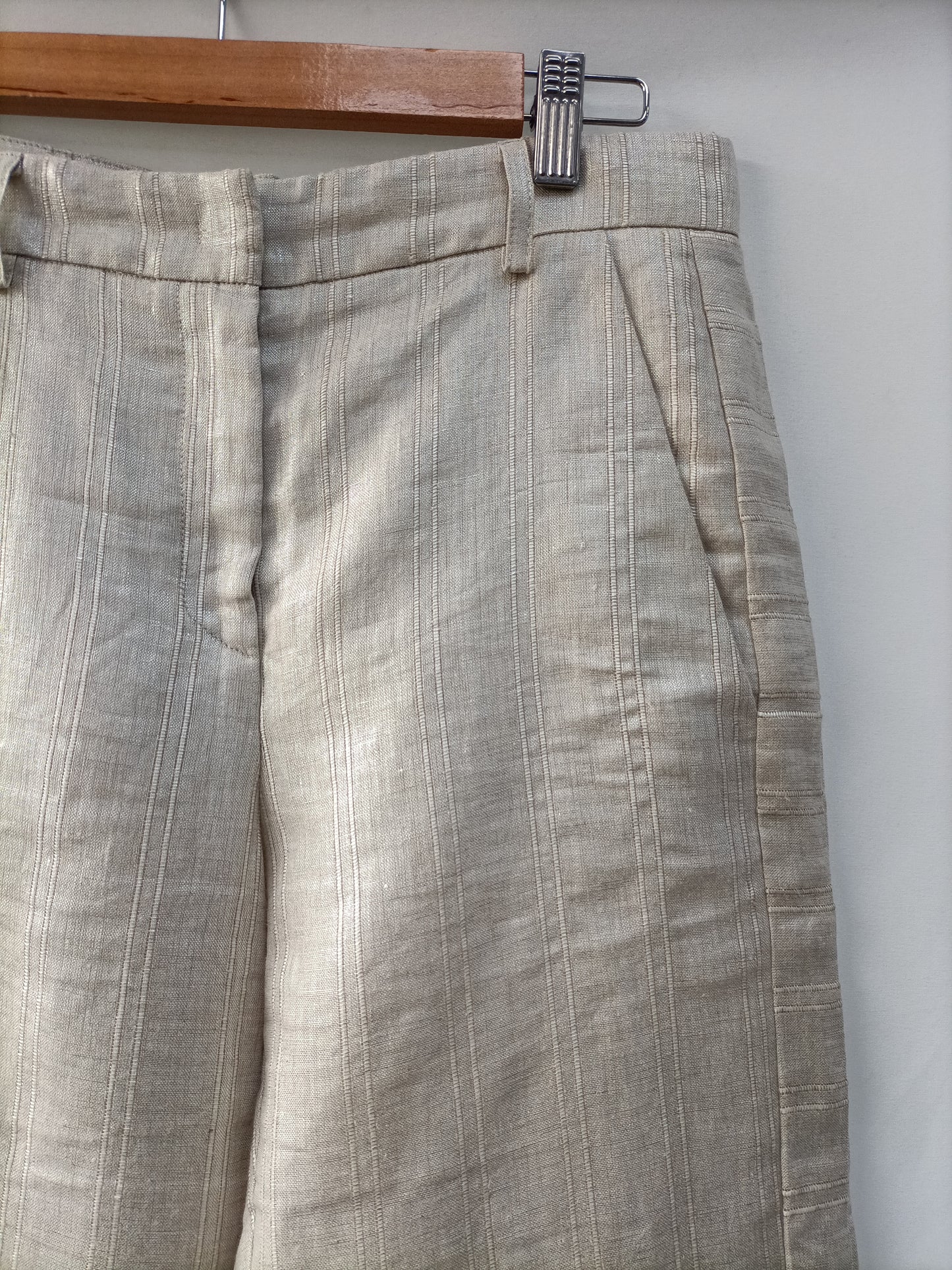 8PM. Pantalón beige rayas T.xs