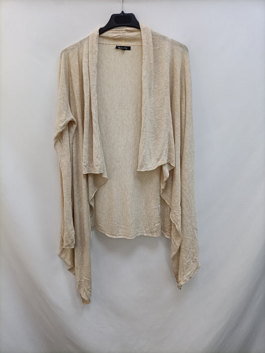 MASSIMO DUTTI.Rebeca fina abierta beige T.M