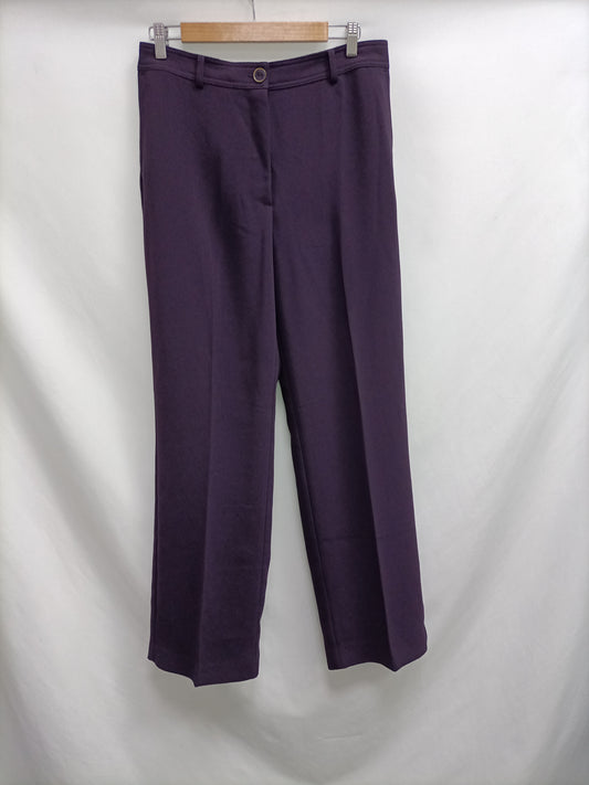 MANGO.Pantalones pinza morados T.42