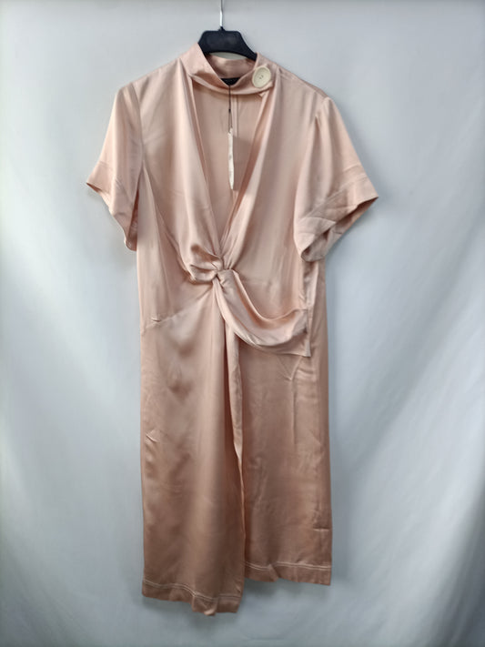 ZARA. Vestido rosa satinado T.xs