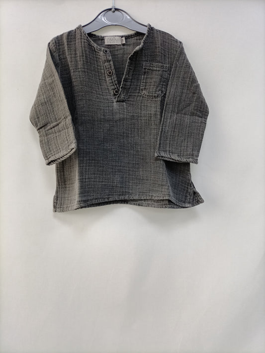 OMINI. Camisa gris algodón T.12 meses