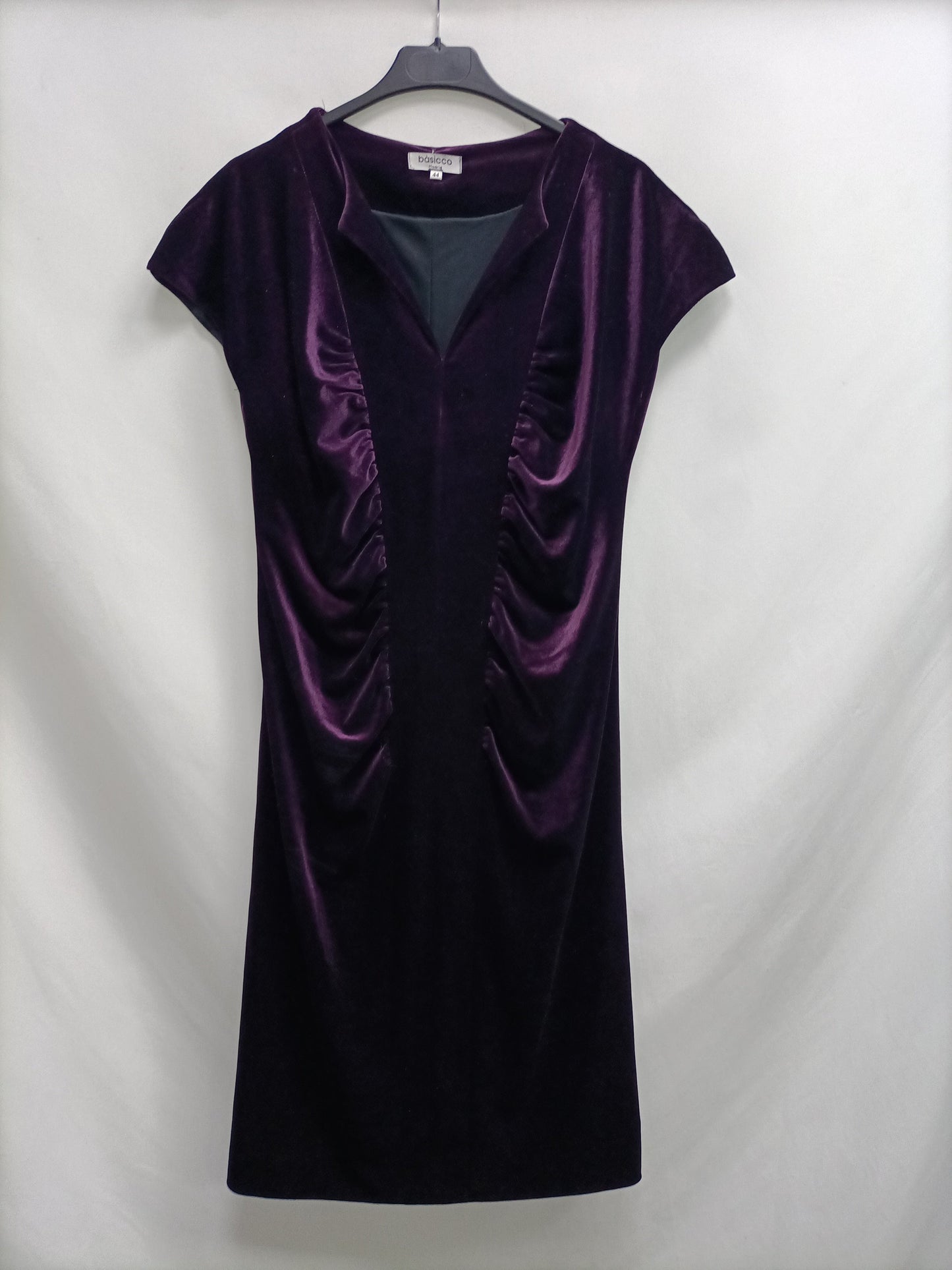 BASICCO. Vestido terciopelo morado T.44