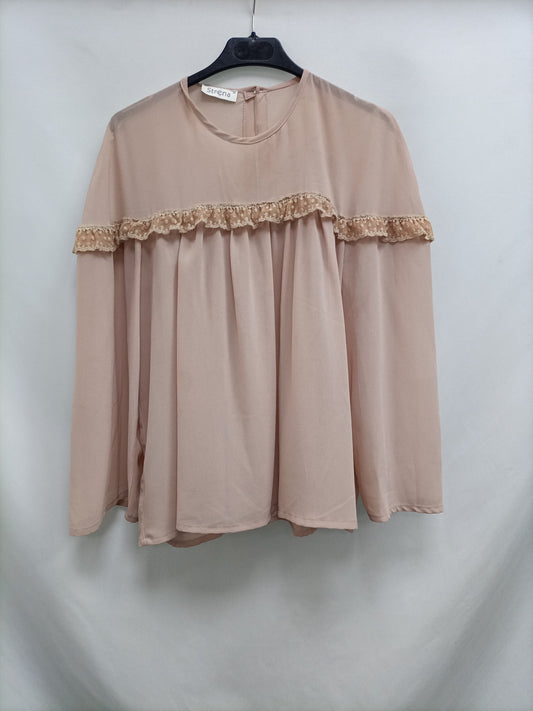 STRENA. Blusa rosa encaje T.m