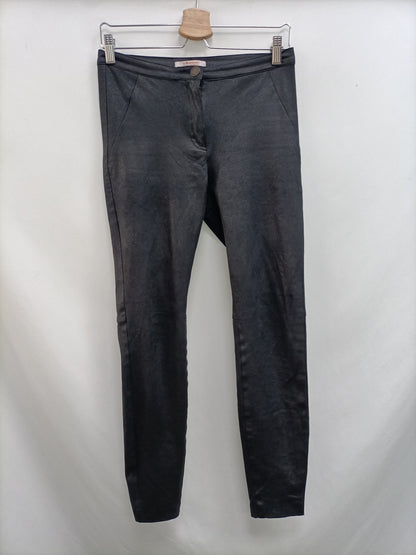 C&A. Pantalón antelina negro T.s