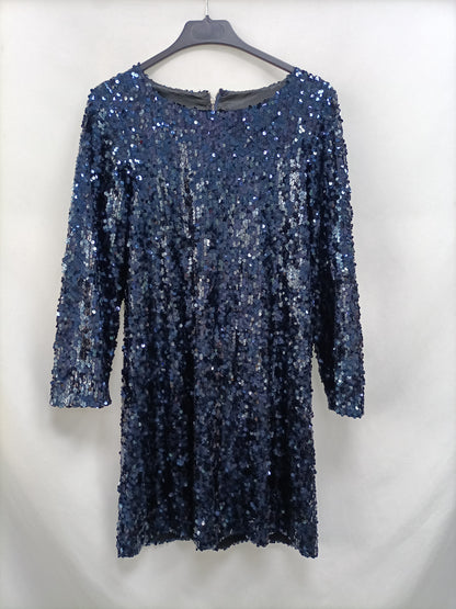 OTRAS. Vestido azul lentejuelas T.u(m)