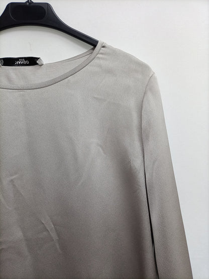 MANGO. Blusa doble textura gris T.s