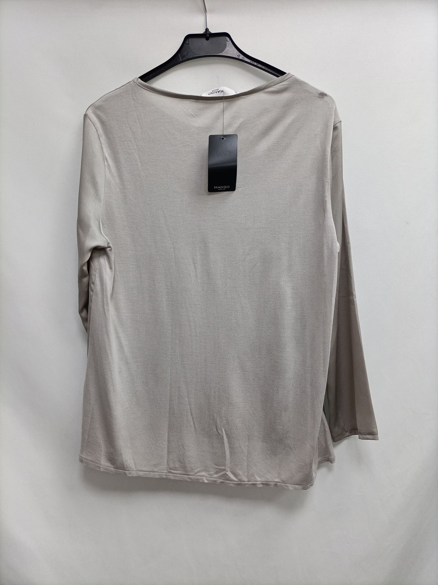 MANGO. Blusa doble textura gris T.s