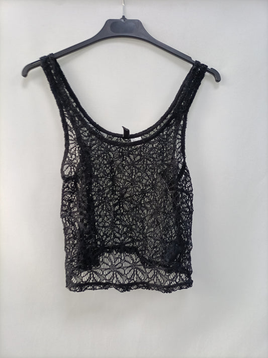 H&M.Top negro encaje T.34