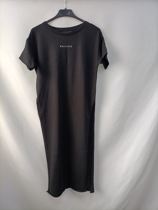 BERSHKA.Vestido midi negro T.S