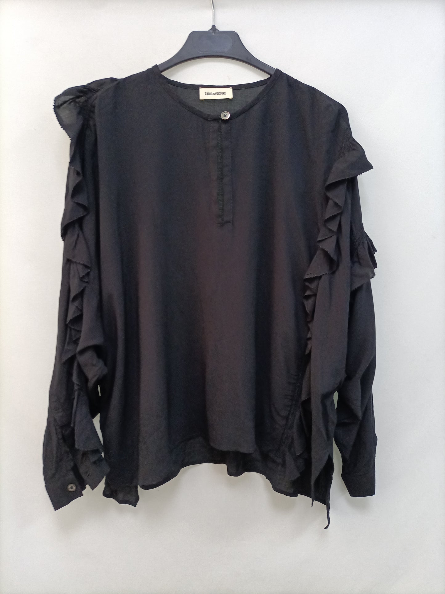 ZADIG&VOLTAIRE. blusa negra volantes T.xs