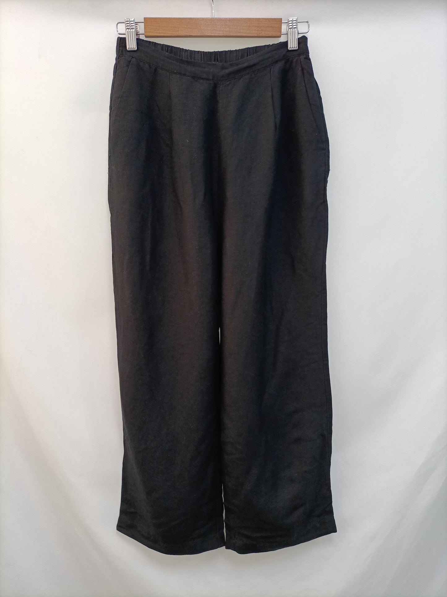 OYSHO. Pantalón negro lino T.m