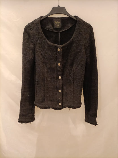 ZARA. Chaqueta tweed negra T.m