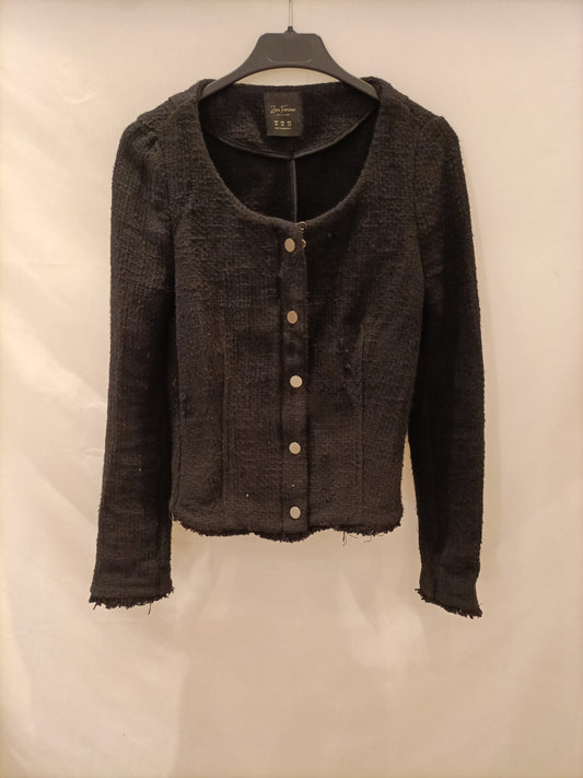 ZARA. Chaqueta tweed negra T.m