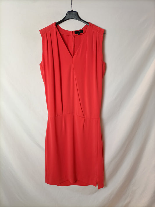 HAKEI. Vestido midi coral T.m