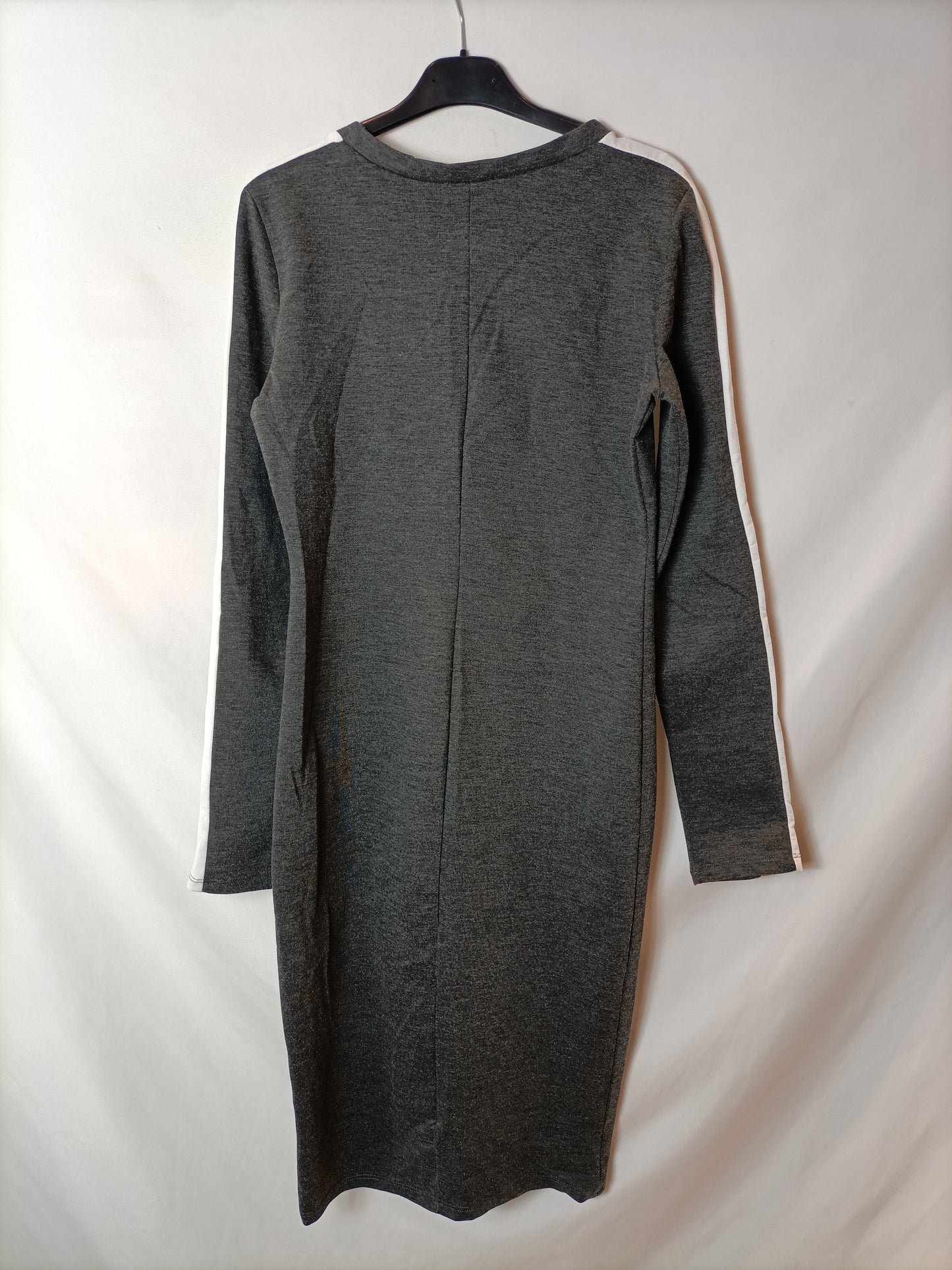 OTRAS. Vestido midi gris rayas T.u(s)