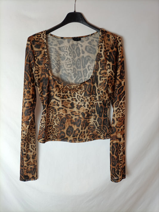 NBD. Top semitransparente animal print. T M