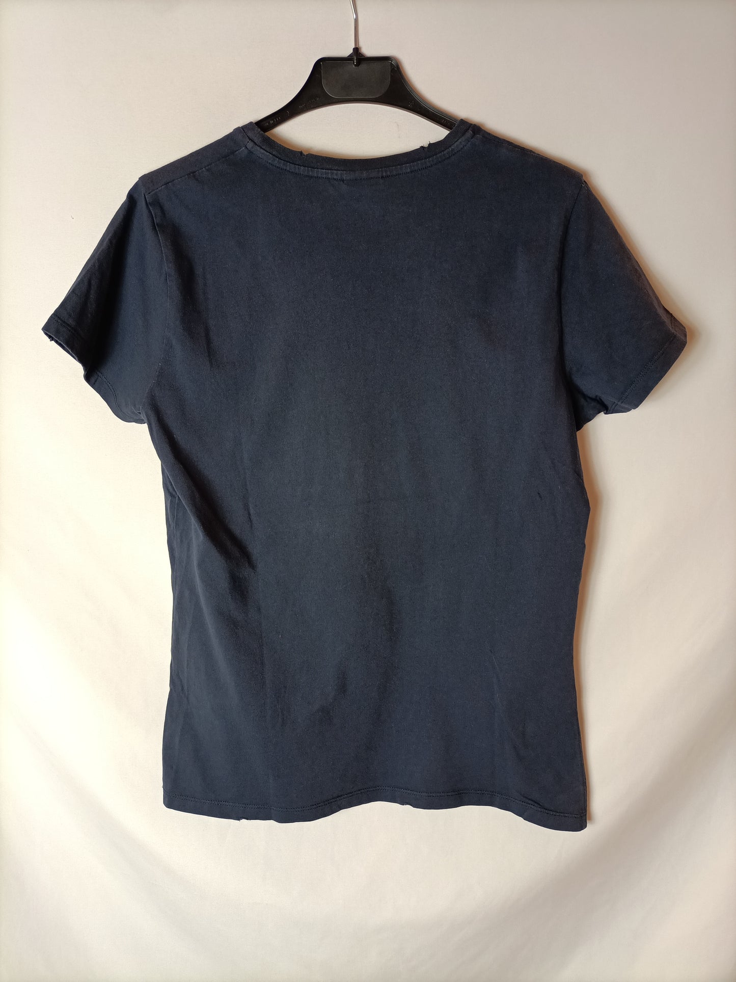 PINKO. Camiseta azul dibujo T.s