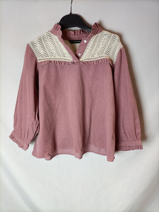 ZARA. Blusa micropana malva. T M (S)