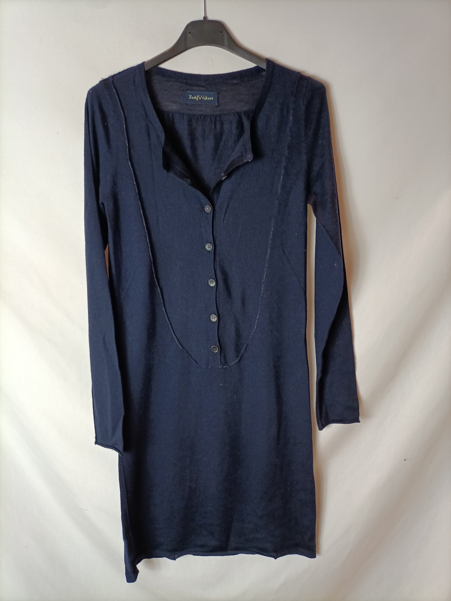 ZADIG&VOLTAIRE. Vestido azul botones T.s