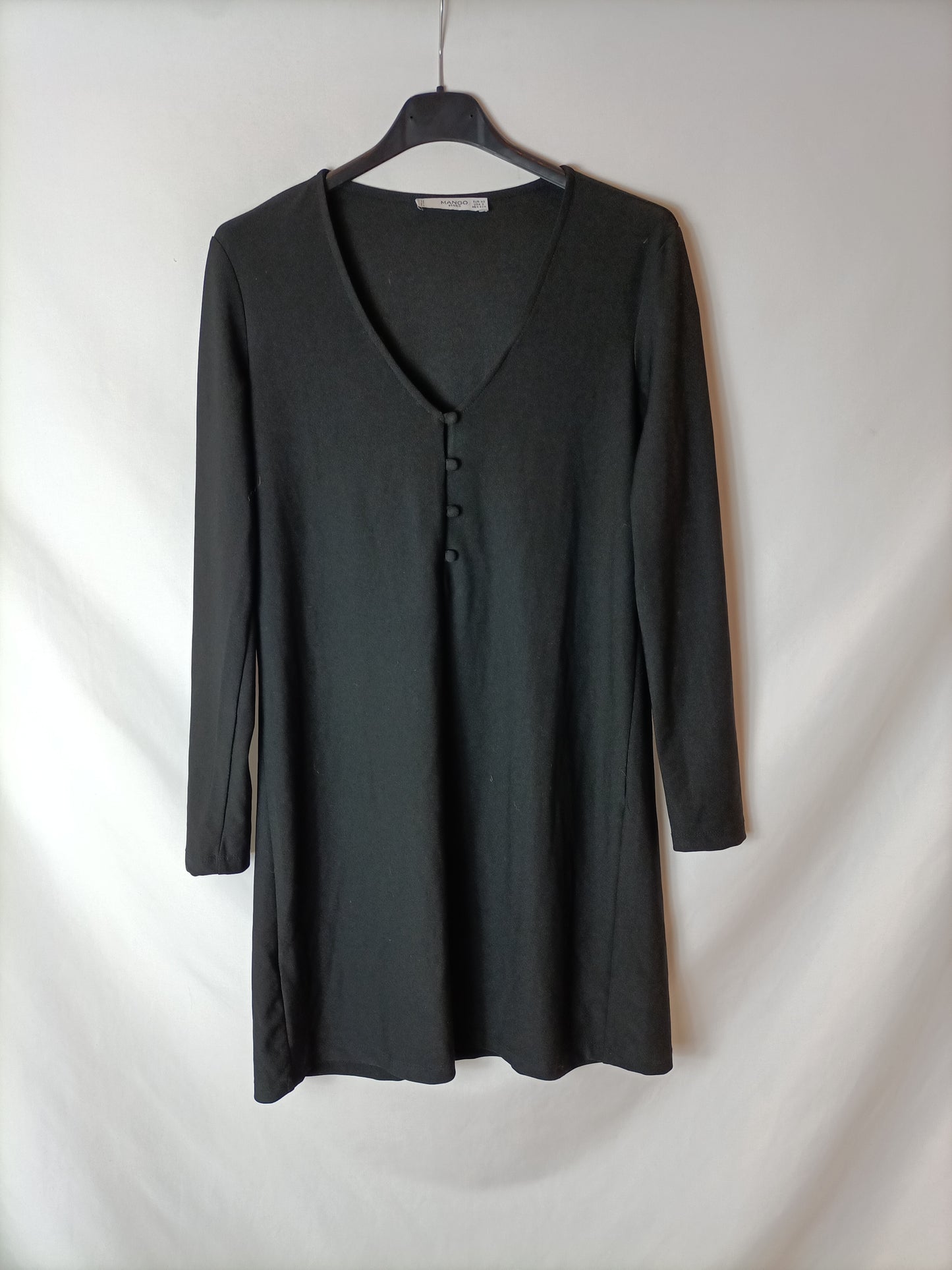 MANGO. Vestido negro fluido T.xs