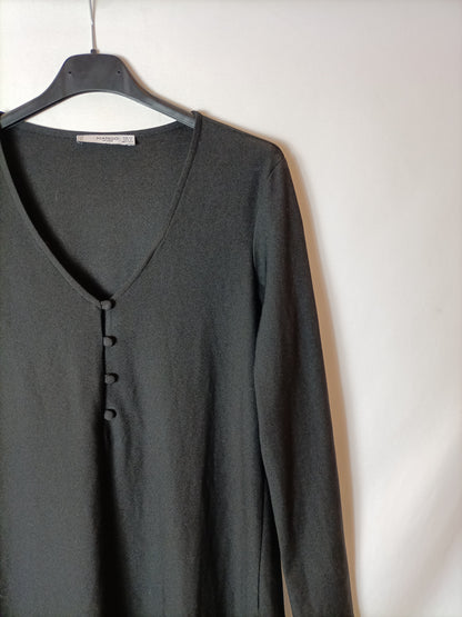 MANGO. Vestido negro fluido T.xs