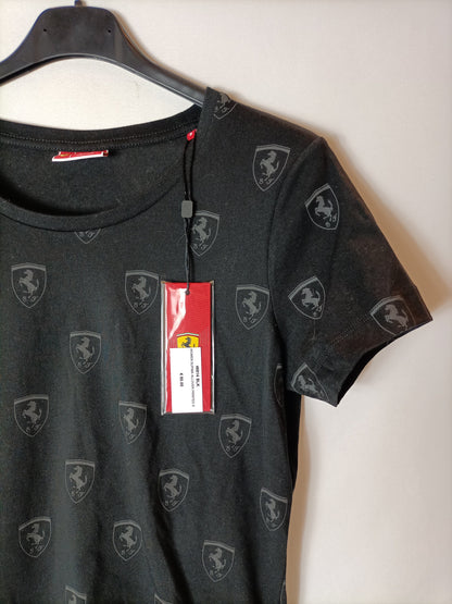 FERRARI. Camiseta negra logo T.s