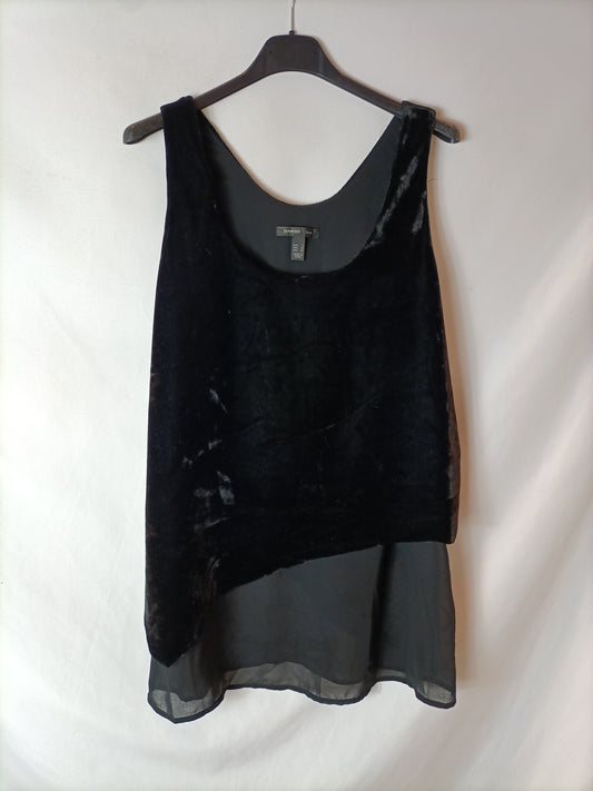 MANGO. Top doble textura negro. T S